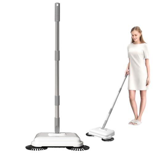 Floor Sweeper, 2-in-1 360° Rotating Hand Push Sweeper, High Efficient Carpet with Long Handle, Hanging Manual Vacuum for Home Office Carpet Push