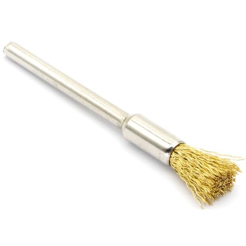 60-Piece Brass Wire Brush Set - Metal Rust Removal, Polishing, Cleaning - 1/8″ (3mm) Shaft - Removes Burrs, Dust, and Oxide Layer - Handles Rough Surfaces - Rotary Tool Accessories - style: Set of 60 Brass Wire Brushes