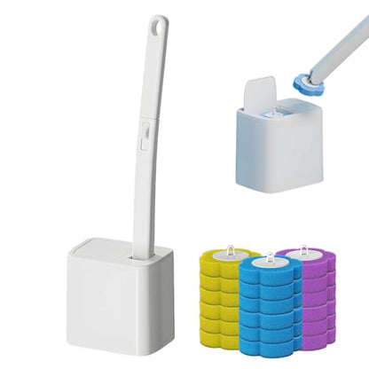 Disposable Toilet Brush, 2026 New Toilet Brush Holder, Compact Wall Mounted Toilet Brush for Modern Bathrooms, Hygienic Toilet Cleaner for Families (Wihte+18PCS Brush Heads) - color: Wihte+18pcs Brush Heads