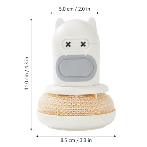 Soap Dispensing Silicone Dish Scrubber Press-to-Release Kitchen Scrub Brush with Nanofiber Scrubber for Pots Pans & Sinks - White - color: White
