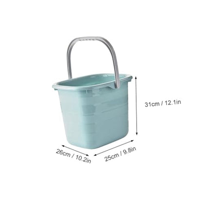 SOLUSTRE Rectangular Plastic Water Bucket with Handle 11l, Portable Household Storage and Mop Bucket for Cleaning, Blue Multifunctional Water Holder for Laundry and Bathing
