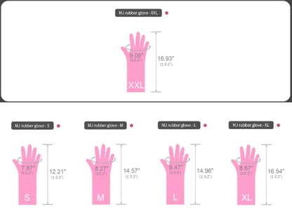 Myungjin (2 Pairs Reusable Waterproof Household Dishwashing Non-Slip Cleaning Latex Rubber Kitchen Gloves (Pink, XX-Large) - size: XX-Large 23cm x 43cm