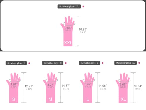 Myungjin (2 Pairs Reusable Waterproof Household Dishwashing Non-Slip Cleaning Latex Rubber Kitchen Gloves (Pink, XX-Large) - size: XX-Large 23cm x 43cm