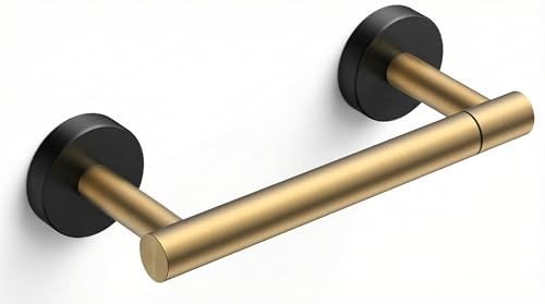 FORIOUS Toilet Paper Holder Wall Mount, Stainless Steel Rustproof Double Post Pivoting Tissue Roll Holder for Bathroom, Commercial Toilet Paper Dispenser, Brushed Gold & Matte Black - color: Brushed Gold & Matte Black, size: Classic 1 Pack