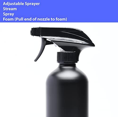 Aluminum Empty Spray Bottles (3 Pack) 16oz - Matte Black Metal Aluminum Refillable Spray Bottle, Cleaning Solution, Hair, Plants, Gardening, BBQ Grilling, Restaurants (New Updated Sprayers)