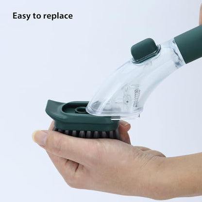 DAPOWER Dish Brush Refill Head, Replaceable Nylon Bristles Brush Heads - 2 Pack (Dark Green) - color: Dark Green