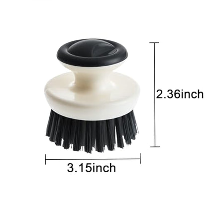 Dish Scrub Brush,Ergonomic Grip Palm Brush,Kitchen Scrub Brushes for Cleaning, Dish Scrubber with Stiff Bristles for Sink, Pots, Pans (Grey+Black) - color: Grey+black