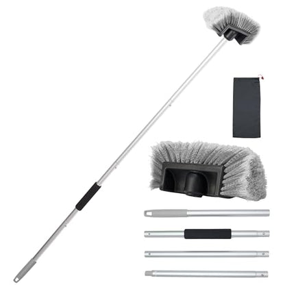 Car Wash Brush with Long Handle, 60'' Soft Bristle Cleaning Brush, Car Cleaning Brushes, Carwash Brushes for SUV, RV, Boat, Truck, House Siding, Sweep Snow, Gray - color: Gray