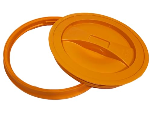 House Naturals 2 Gallon Food Grade - BPA Free Made in USA Buckets Lime Color pails with Screw On Gasket Lids (1, Lime - Orange lids) - color: Lime - Orange Lids