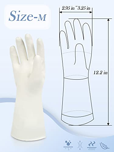 Cleanbear Reusable Dish Washing Rubber Glove Set of 3, Household Cleaning Gloves for Washing - color: Grey, White, size: Medium