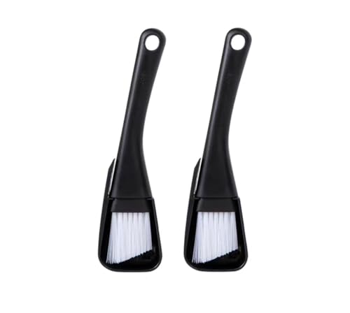2PCs Window Track & Crevice Cleaning Brushes with Built-in Dustpan - Floor/Window Slot/Keyboard/Door Crevice Brush Set, Household Cleaning Tool Set(Black+Black) - color: Black+black