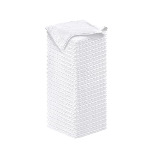 USANOOKS Microfiber Cleaning Cloth - White - 50Pcs (12.5x12.5 inch) High Performance - 1200 Washes, Ultra Absorbent Car Towel Traps Grime & Liquid for Streak-Free Mirror Shine - Car Washing Cloth - color: White, size: Pack of 50