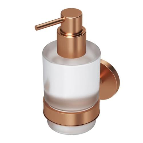Soap Dispenser, Zinc Alloy + Frosted Glass Soap Dispenser Set with Pump,Wall Mounted Bath Accessories for Bathroom and Kitchen,Rose Gold - color: Rose Gold