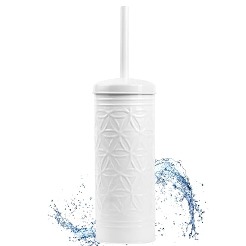 Autumn Alley White Toilet Brush and Holder Bathroom Accessories, Bathroom Toilet Brush for Modern Bathroom Decor, Standing Farmhouse Toilet Bowl Brush with Holder, White Bathroom Decor Sets