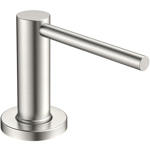 FORIOUS Soap Dispenser for Kitchen Sink, Stainless Steel Liquid Dish Soap Dispenser Pump with Top Refill 17oz Soap Bottle, Brushed Nickel Built in Sink Lotion Dispenser for Kitchen Countertop - color: Stainless Steel