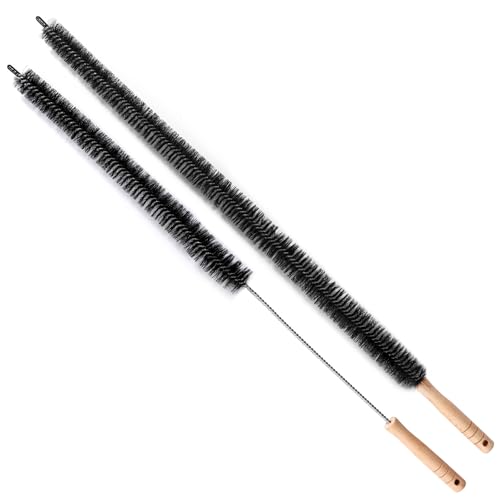 2pcs Bendable Radiator Brush, Include 1pcs Long Brush Head Radiator Dusters and 1pcs Long Handle Dryer Vent Lint Cleaners for Dryer Vents Refrigerator Coil Stair Rails Furniture