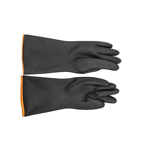 1 Pair Chemical Resistant Gloves, Reusable Long Rubber Dishwashing Gloves, Industrial Safety Waterproof Alkali Oil - size: L/22inch