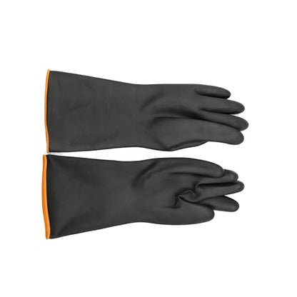 1 Pair Chemical Resistant Gloves, Reusable Long Rubber Dishwashing Gloves, Industrial Safety Waterproof Alkali Oil - size: M/18inch