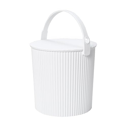 Hachiman Large Bucket - 2.6 Gallon Heavy Duty Bucket with Lid and Handle - Hands-Free Filling - Easy to Stack and Store - Indoor Outdoor Use - 10.4" x 11.1" - White - color: White, size: Large