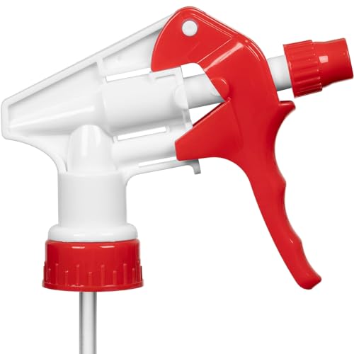 Heavy Duty Universal Trigger Sprayer Replacement for 32 oz Sprayer Bottles, 9 1/4" Dip Tube, 28-400 Neck Finish - 6 Pack (Red) - color: Red