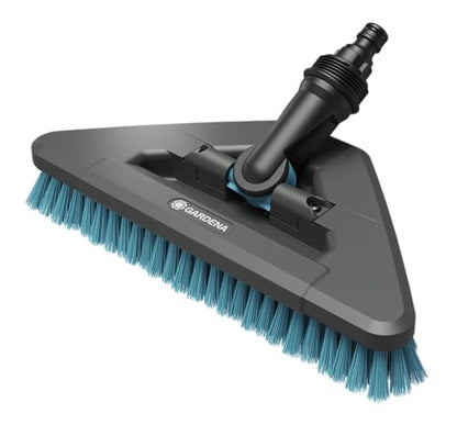 Gardena Cleansystem Hard Flex Long-Handled Brush: for Cleaning Non-Sensitive Surfaces, Triangular, swivelling, Firm bristles, for Connection to Cleansystem Handle, for Larger Surfaces (18814-20)