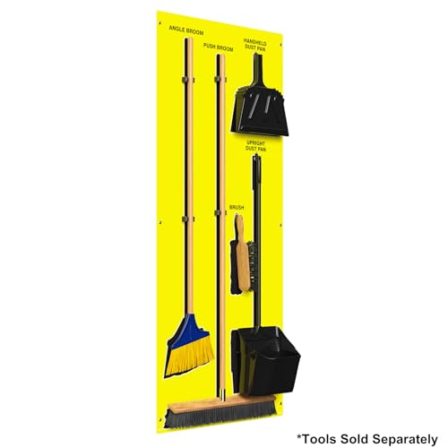Clean & Sweep 5S Shadow Board/Wall Mount Broom Holder, 68" x 30" Board, 5S Cleaning Station - Board Only, Tools Sold Separately, Made in The USA by AccuformNMC, Yellow/Black, PSB114YLBK - color: Yellow/Black