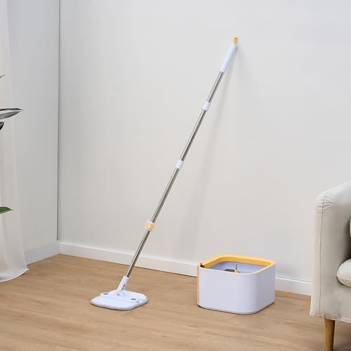 True & Tidy® TrueClean Mop and Bucket System Plus with New Easy Lift Inner Bucket, Self Wringing, Separates Clean from Dirty Water, Folding Mop Head, Dual Brush System, 6-pc Machine Washable Pads - size: Mop & Bucket w/ 6 Mop Pads