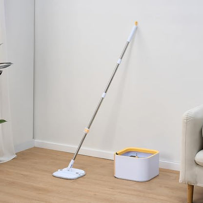 True & Tidy® TrueClean Mop and Bucket System Plus with New Easy Lift Inner Bucket, Self Wringing, Separates Clean from Dirty Water, Folding Mop Head, Dual Brush System, 8-pc Machine Washable Mop Pads - size: Mop & Bucket w/ 8 Mop Pads
