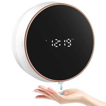 Automatic Soap Dispenser Liquid Bathroom: Wall Mount Rechargeable Touchless Adjustable Auto Smart Electric Plastic White Soap Dispenser with Clock - Kitchen - Hand Dish Lotion Couple Kids - color: Liquid White