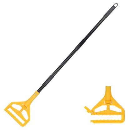 Mop Handle Commercial Heavy Duty - 57 Inch Industrial Metal Mop Stick Replacement for Floor Cleaning - Professional Mops Head Replacement Holder - color: Black 1 - Plastic Clamp