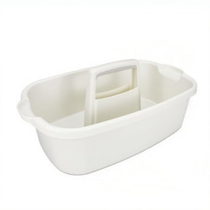 Cleaning Supplies Caddy with Handle, Portable Shower Caddy Organizer Plastic Basket with Handle, Stackable Tool Storage for Bathroom, Garden, Kitchen, Home Organization, White