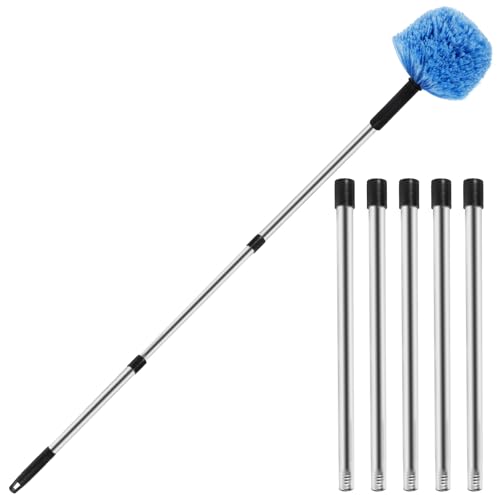 Cobweb Duster with Extension Pole 2-10 FT,Telescopic Long Handle Spider Web Cleaner Brush for High Ceilings and Ceiling Fans,Lightweight Washable Duster Head for Indoor Outdoor Corner Cleaning (10 Ft) - size: 10 Ft