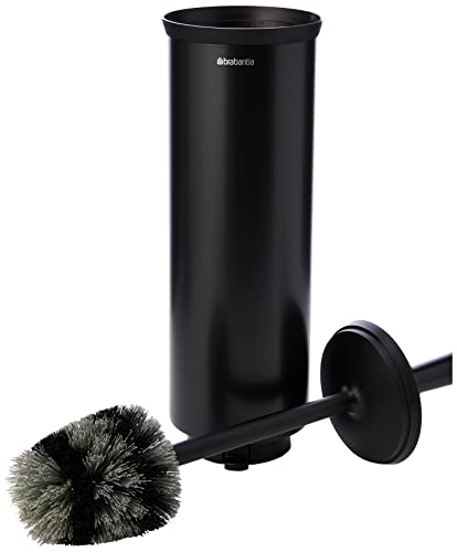 Brabantia Profile Toilet Brush and Holder (Black) Freestanding/Wall-Mounted Toilet Bowl Cleaner with Discreet Case Stand for Bathroom - color: Black, size: Height: 43.0 cm, Width: 11.5 cm, Length: 12.5 cm