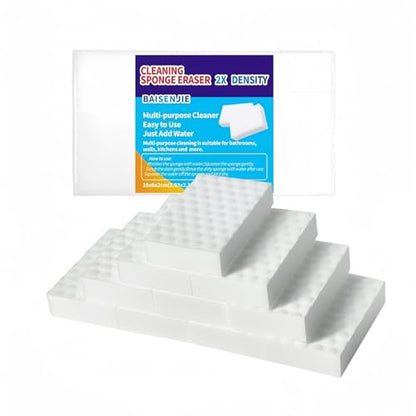 Magic Sponges Eraser,10 Pack Melamine Sponge in Bulk,2X Density,Long Lasting,Cleaning Sponge for Kitchen, Bathroom,Bathtub, Sink,Furniture, Wall Cleaner (White,3.93x2.36x0.79in) - color: White, size: 3.93x2.36x0.79in