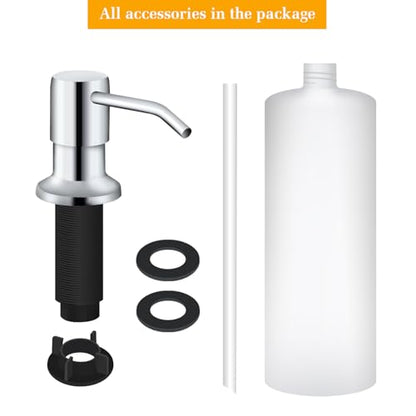 Soap Dispenser for Kitchen Sink, Built in Sink Soap Dispenser Lotion Dispenser with 17 OZ Bottle, Refill from The Top Bar Sink Soap Dispenser, Chrome - color: Chrome 01, size: Comes with 17 OZ Bottle