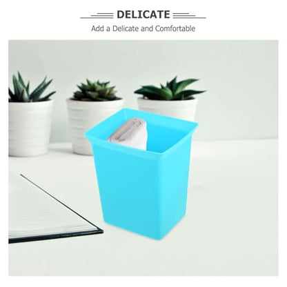 Outanaya Portable Cleaning Basket with Handle Plastic Storage Organizer Bin Sky Blue Compact Utility Caddy for Hotel Room Household Supplies