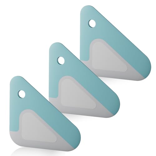 Food Scraper, 2-in-1 Pot and Pan Dish Scraper, Nylon and Silicone, Kitchen Scraper Tools for Cast Iron Skillets, Cookware, Dishes, Pans and Pots, Heat Resistant, Set of 3 - Blue - color: Blue