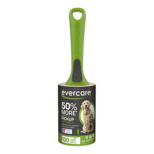 Evercare All Purpose Pet Hair Lint Roller, 100 Sheets – Reusable Sticky Roller for Pet Hair, Cat & Dog Hair Remover, Lint Remover, Pet Hair Remover for Furniture, Clothing & Cars - size: 100 Sheets