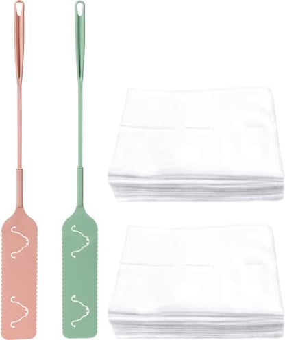 25 Inch Ultra-Thin Duster Wand Set of 2, Extendable Cleaning Duster for Blinds and Windowsills, Flexible Bendable Duster with 20 Disposable Dust Cloths, Household Cleaning Tools