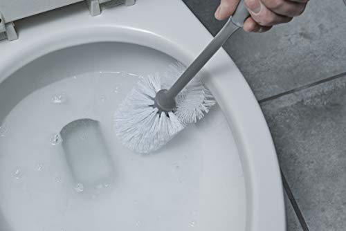 Superio Toilet Bowl Brush and Holder with Under Rim Cleaner for Bathroom, Toilet Brush and Caddy with Non Scratch Bristles and Under Rim Lip Brush, Grey (2 Pack) - color: Gray