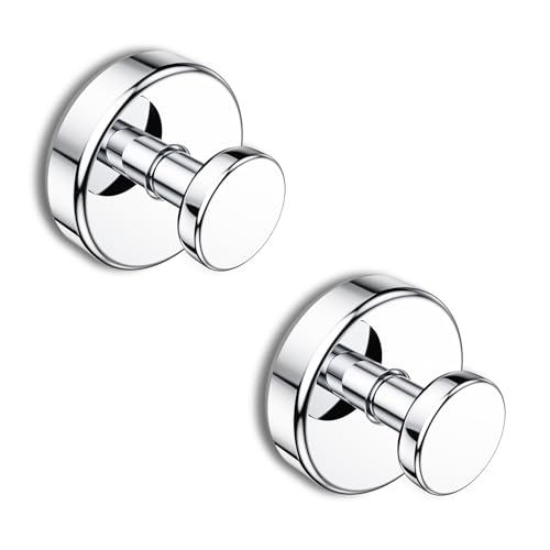 Bntuk Suction Cup Hooks for Shower, Removable Towel Hooks for Bathroom Window Glass Door Wall, Bath Robe Looafh Hook for Hanging - 2 Pack, Chrome - color: Chrome, size: 2 Pack