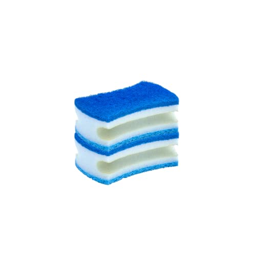 Superio Scrub Sponge with Grip (2 Pack) Heavy Duty Duel Sided Kitchen Sponge Cellulose Kosher Easy to use Dish wash Sponge… (Blue) - color: Blue