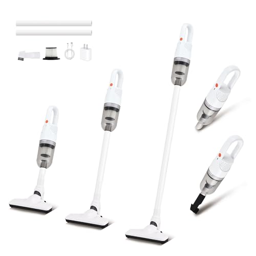 Handheld Vacuum Cleaner,Ultra-Lightweight Mini Portable Vacuums for Home, 6 in 1 Stick Vac Cleaners for Car,Pet Hair(White Cordless) - color: Porcelain White