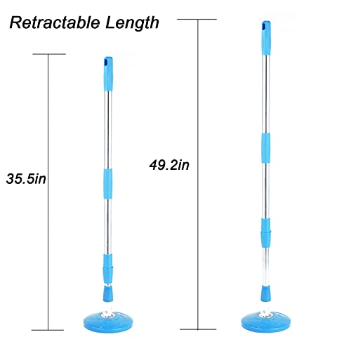 Spin Mop Pole Handle Replacement, Home 360 Degrees Rotating Telescopic Replacement Handle Cleaning Tool Accessories Enhanced Thickened Version for Cleaning Home Office (Blue) - color: Blue