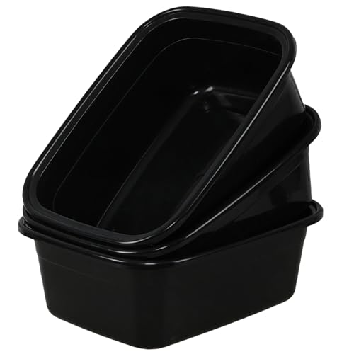 16 Quart Plastic Wash Basin, Black Dish Washing Pan, 3 Packs