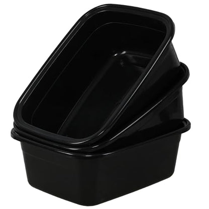 16 Quart Plastic Wash Basin, Black Dish Washing Pan, 3 Packs