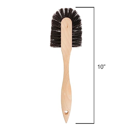 Redecker Dish Brush, Horsehair, Curved Handle – Wrap-Around Bristles for Corner Cleaning, Made in Germany - size: Single Unit, 10-1/2-Inches