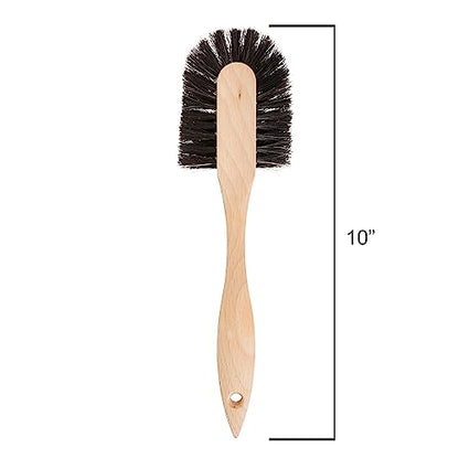 Redecker Dish Brush, Horsehair, Curved Handle – Wrap-Around Bristles for Corner Cleaning, Made in Germany - size: Single Unit, 10-1/2-Inches