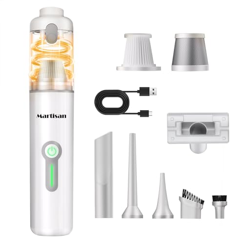 MARTISAN Portable Car Vacuum, 20,000Pa Suction with Strong BLDC Turbo, 3 Speeds, 3-in-1 Versatile Vacuum, 30+ Min Long Runtime, Quick Charging for Desk, Keyboard, Car, Silver