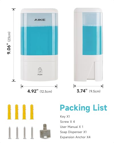 AIKE Wall Mount Foaming Soap Dispenser for Commercial Bathrooms,40 oz Large Capacity AK1007F,White - color: White